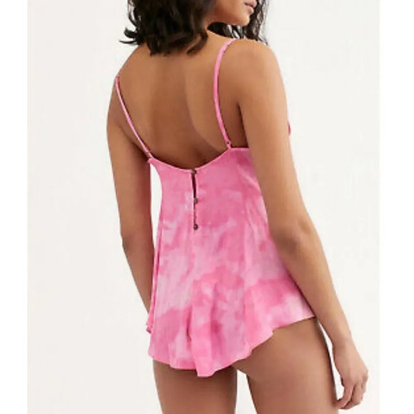 NWT Free People Tie-Dye Lace-Trim Luella Bodysuit - Picture 3 of 8